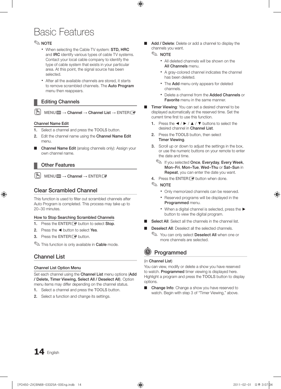 Basic features | Samsung 440 User Manual | Page 14 / 38