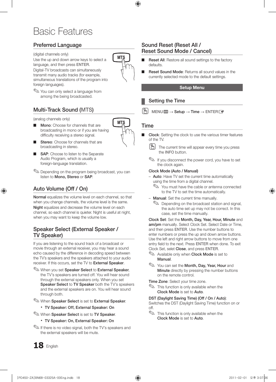 Basic features | Samsung 440 User Manual | Page 18 / 38