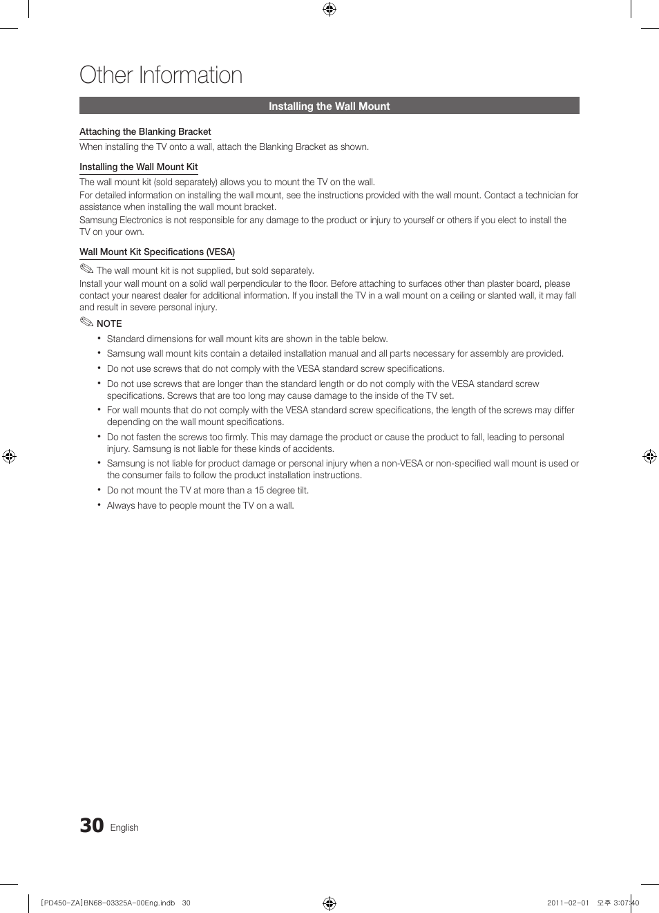 Other information | Samsung 440 User Manual | Page 30 / 38