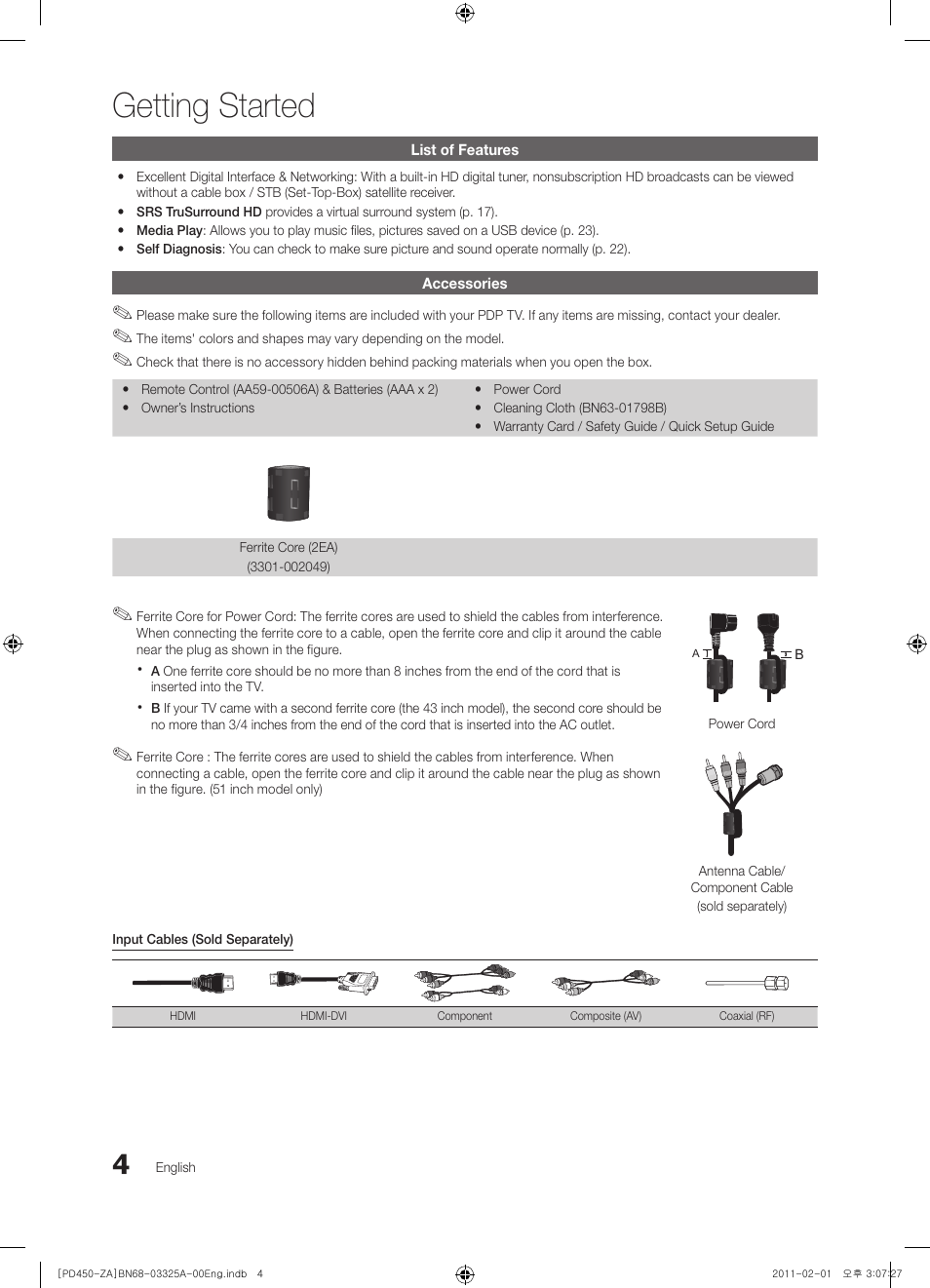 Getting started | Samsung 440 User Manual | Page 4 / 38