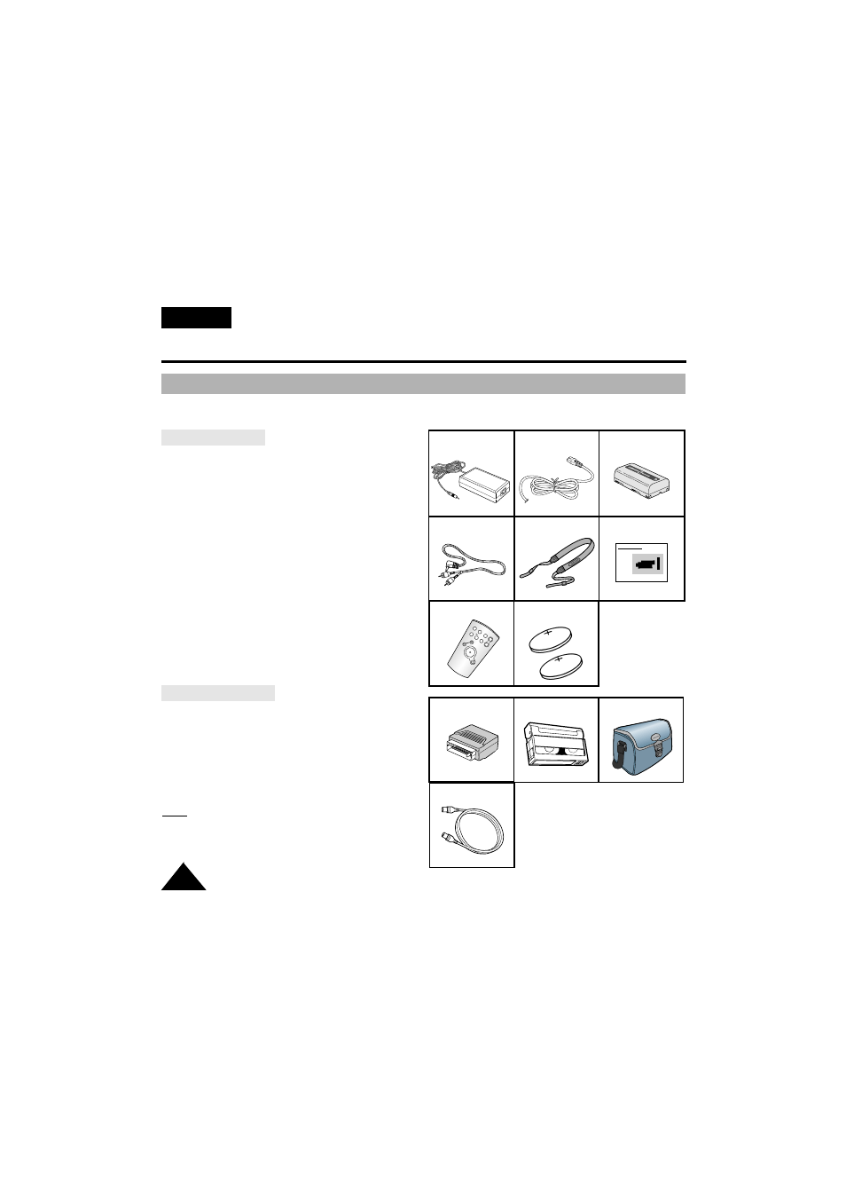Getting to know your camcorder, Accessories supplied with camcorder, English | Samsung VP-W63Hi User Manual | Page 14 / 64
