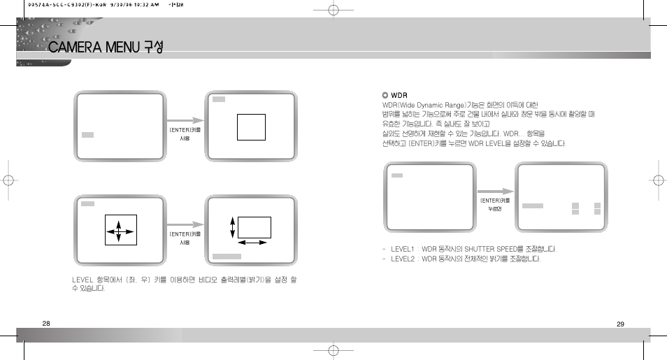 Camera menu 구성 | Samsung SCC-C9302(F) User Manual | Page 15 / 27