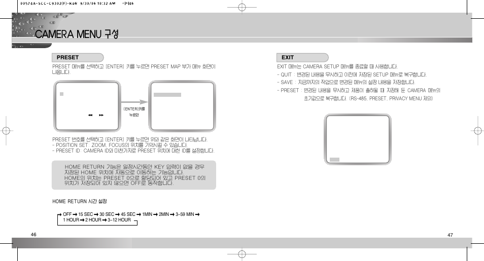 Camera menu 구성 | Samsung SCC-C9302(F) User Manual | Page 24 / 27