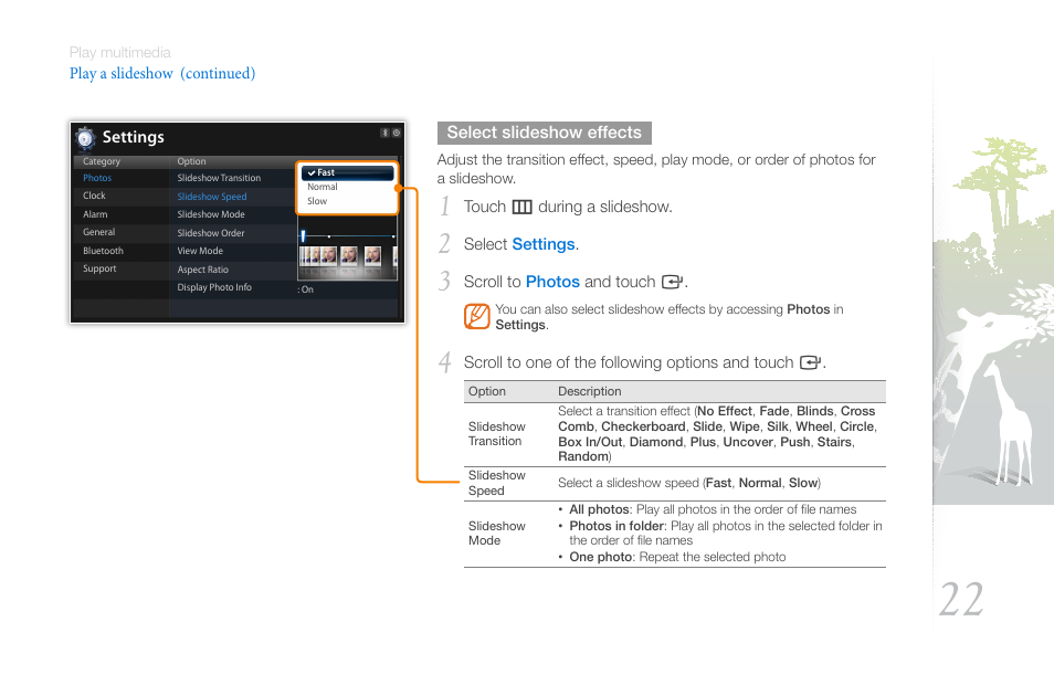 Fect for a slideshow (p. 22) | Samsung 800P User Manual | Page 22 / 53