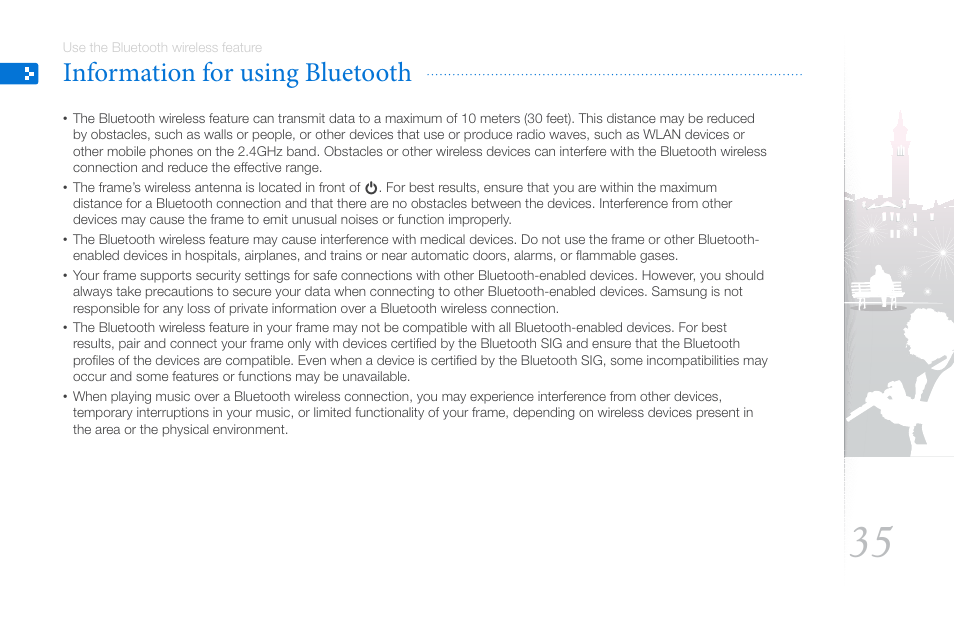 Information for using bluetooth | Samsung 800P User Manual | Page 35 / 53