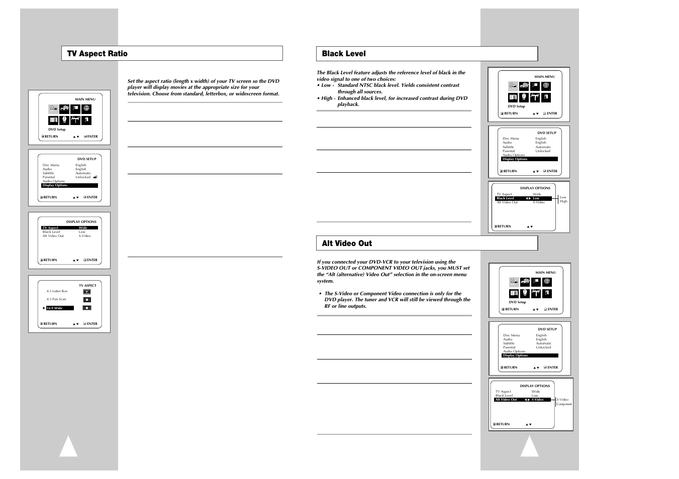 Alt video out black level, Tv aspect ratio | Samsung Ch@t CHT-350 User Manual | Page 15 / 31