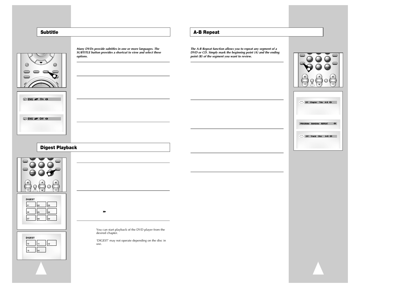 A-b repeat, Subtitle digest playback | Samsung Ch@t CHT-350 User Manual | Page 18 / 31