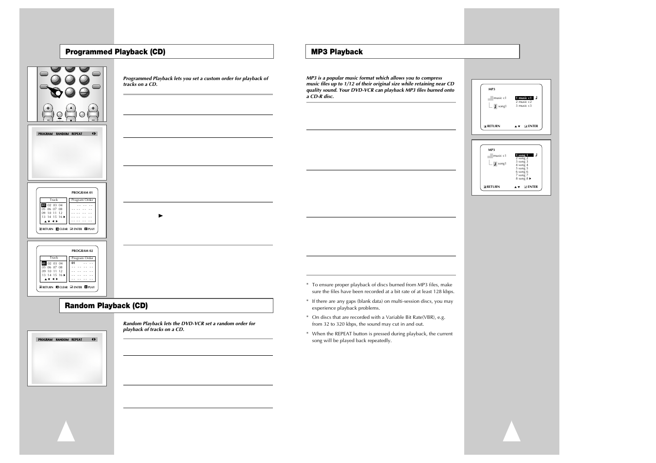 Mp3 playback, Programmed playback (cd), Random playback (cd) | Samsung Ch@t CHT-350 User Manual | Page 20 / 31