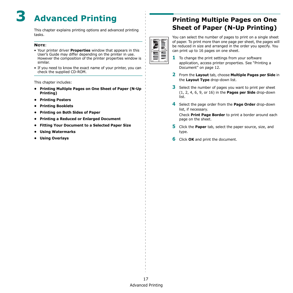 Advanced printing, Chapter 3 | Samsung CLX-3170 User Manual | Page 116 / 143
