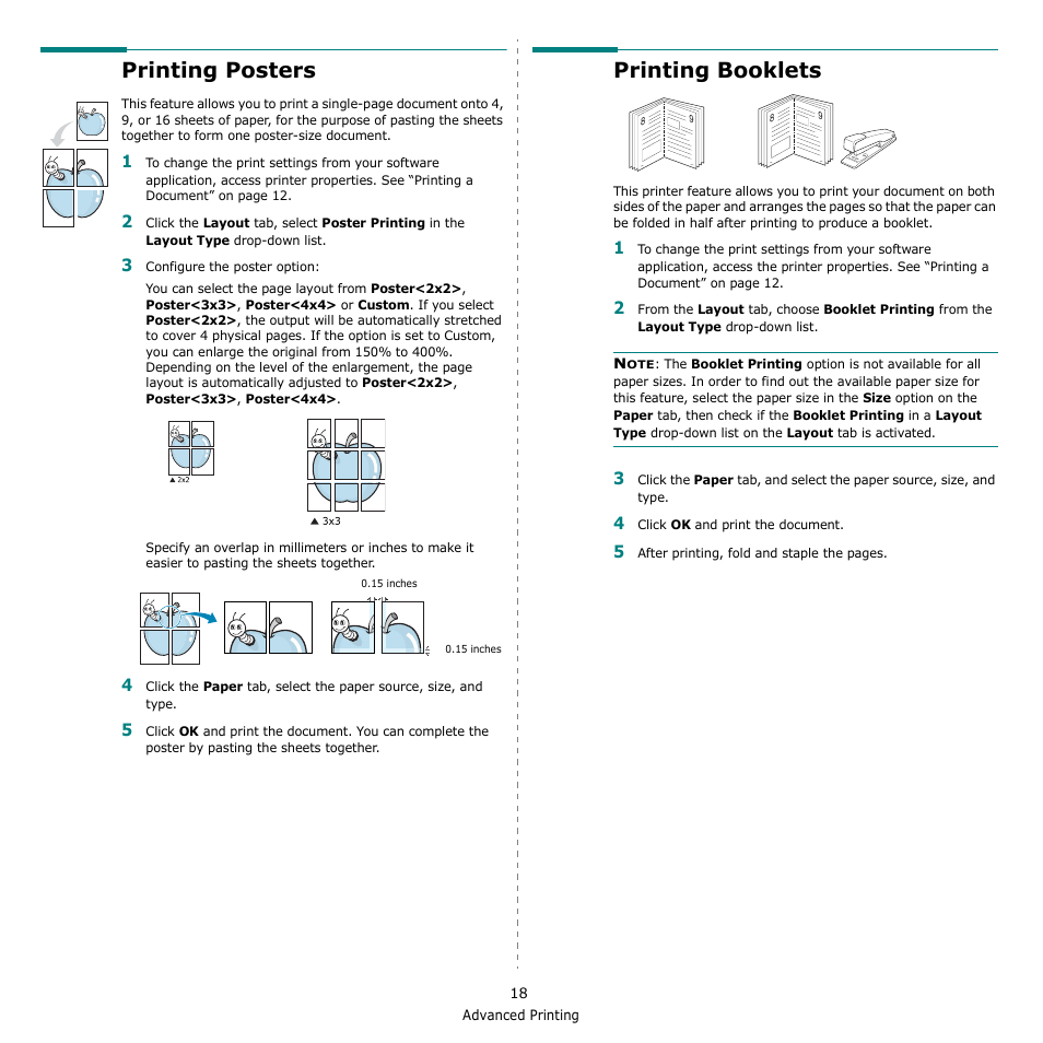 Printing posters, Printing booklets, Printing posters printing booklets | Samsung CLX-3170 User Manual | Page 117 / 143