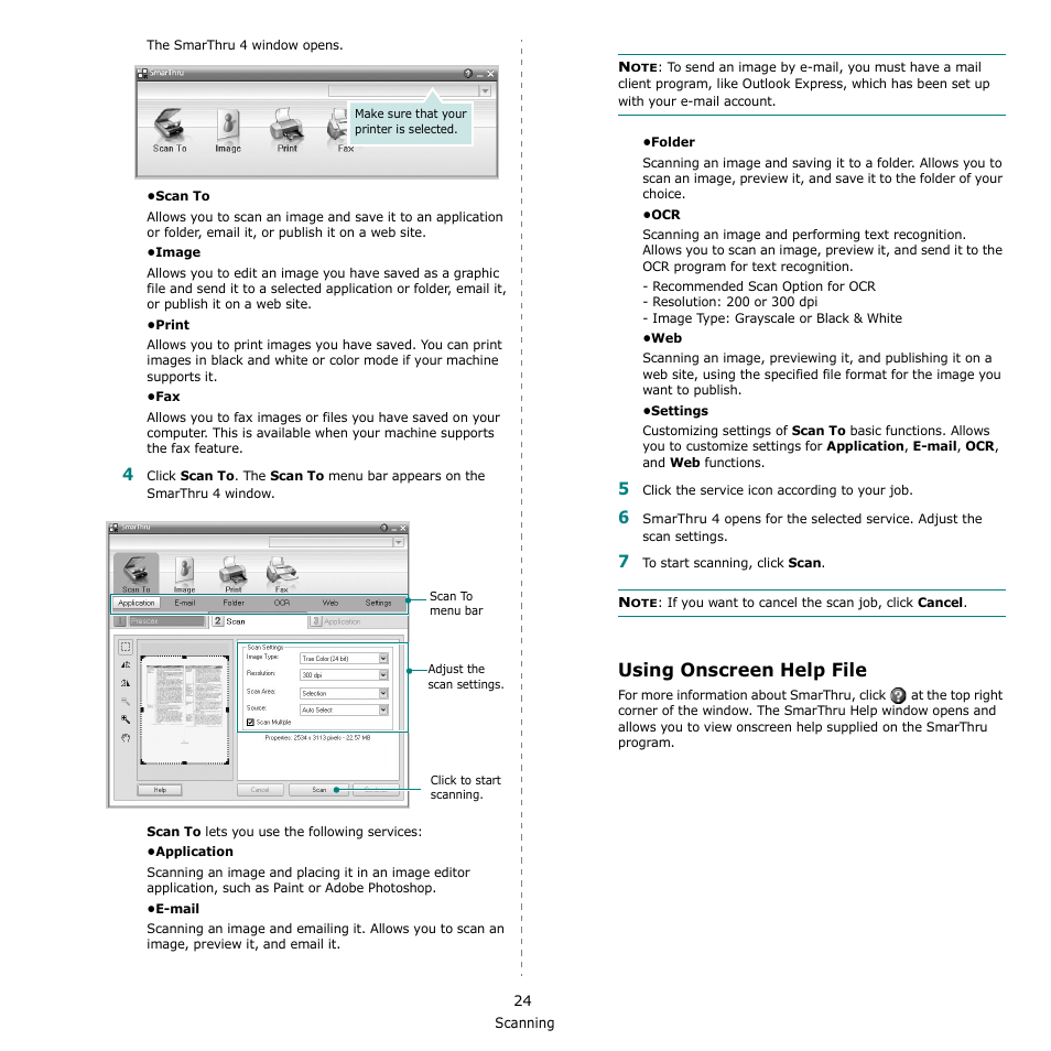 Using onscreen help file | Samsung CLX-3170 User Manual | Page 123 / 143