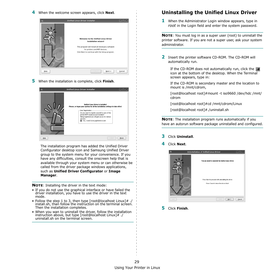 Uninstalling the unified linux driver | Samsung CLX-3170 User Manual | Page 128 / 143