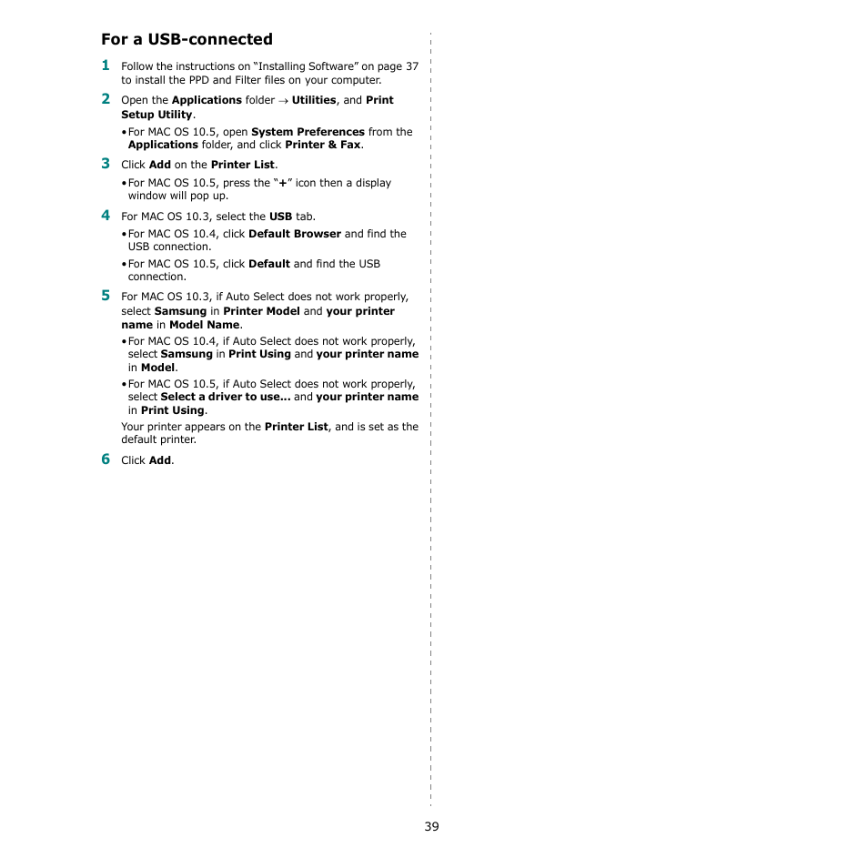 For a usb-connected | Samsung CLX-3170 User Manual | Page 138 / 143