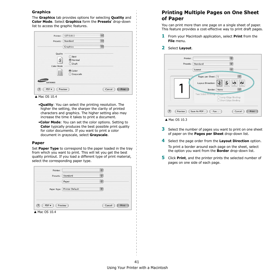 Printing multiple pages on one sheet of paper | Samsung CLX-3170 User Manual | Page 140 / 143