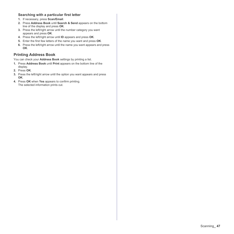 Printing address book | Samsung CLX-3170 User Manual | Page 47 / 143