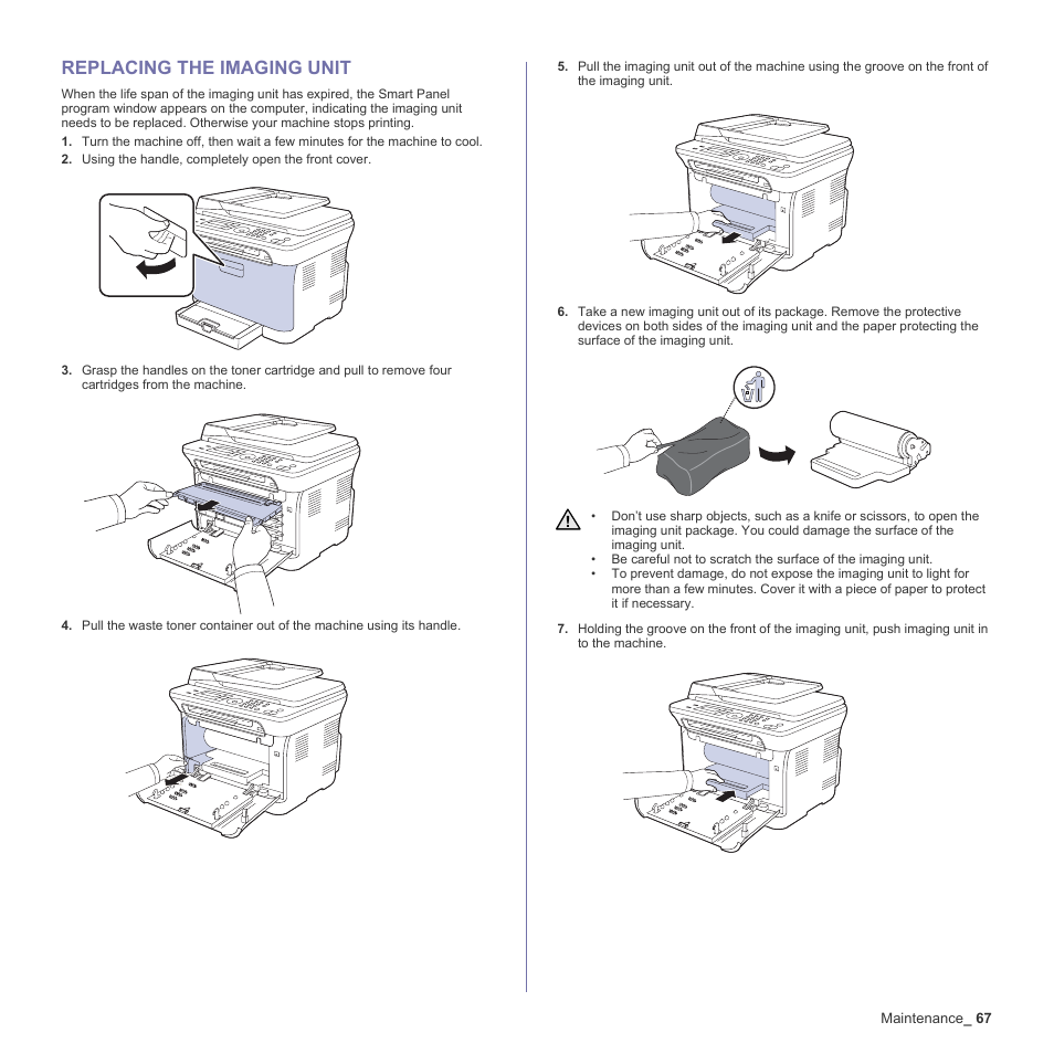 Replacing the imaging unit, 67 replacing the imaging unit | Samsung CLX-3170 User Manual | Page 67 / 143