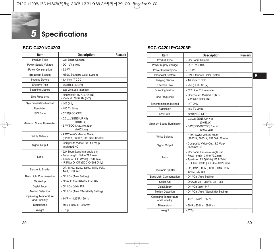 Specifications | Samsung C4203(P) User Manual | Page 16 / 19