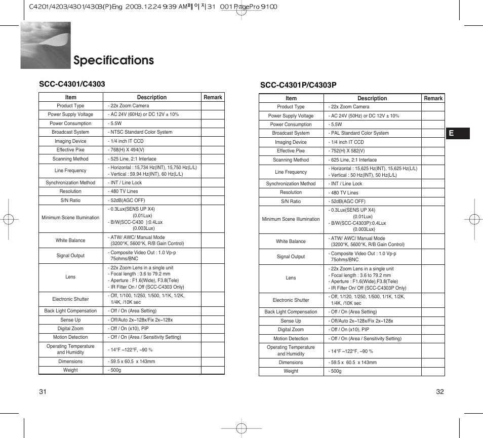 Specifications | Samsung C4203(P) User Manual | Page 17 / 19