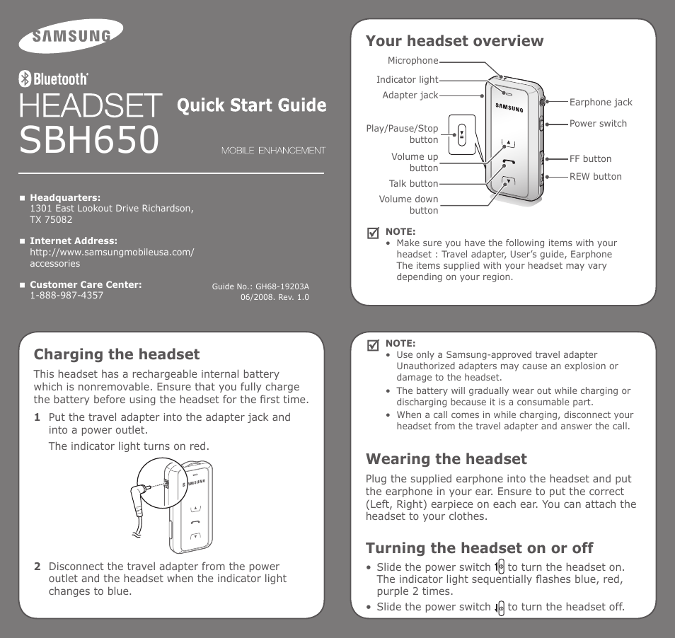 Samsung GH68-19203A User Manual | 2 pages