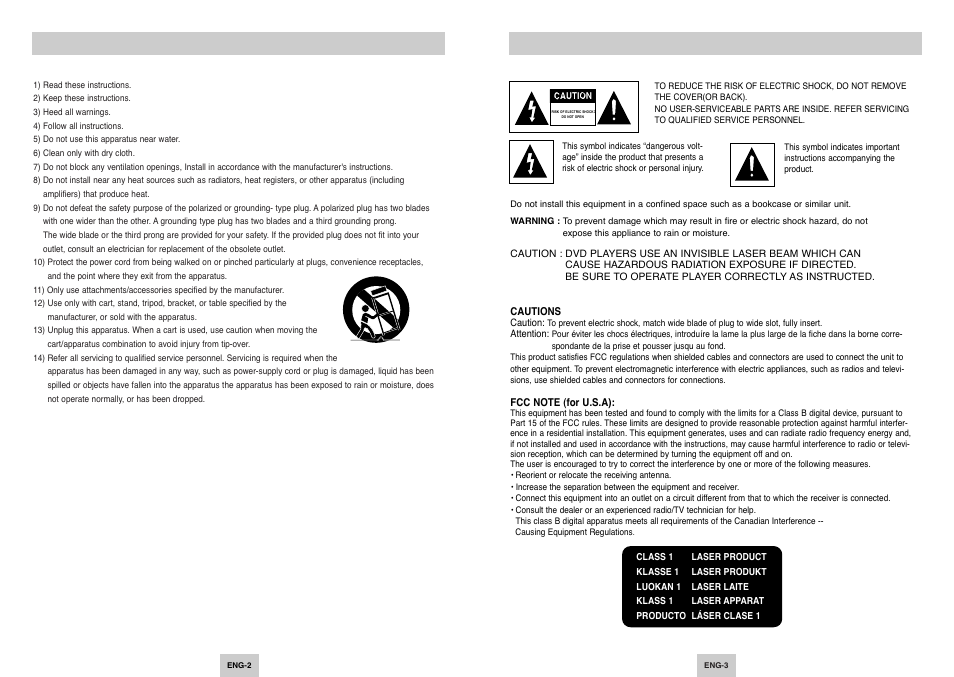 Setup, Important safety instructions, Precautions | Samsung DVD-P249 User Manual | Page 2 / 17