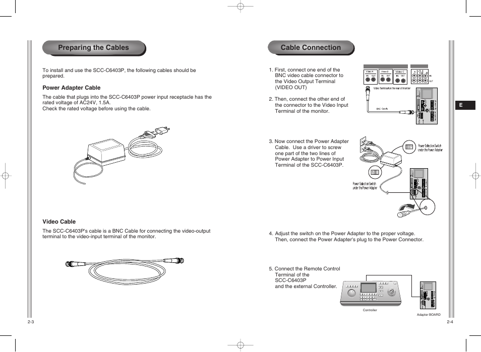 Cable connection, Preparing the cables | Samsung SCC-C6403P User Manual | Page 10 / 29