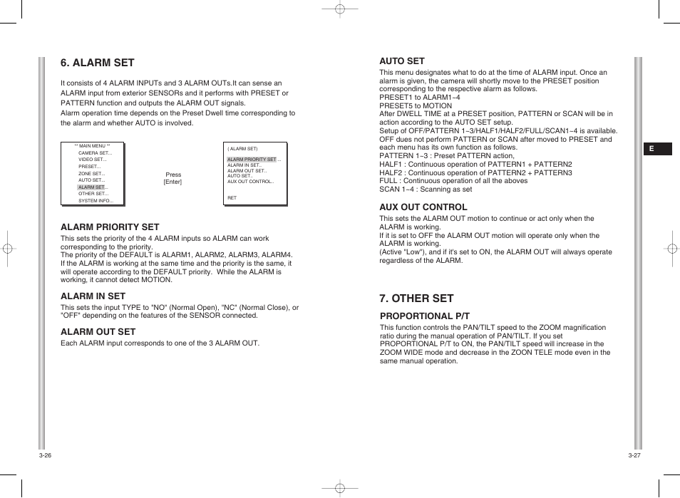 Other set, Alarm set | Samsung SCC-C6403P User Manual | Page 26 / 29