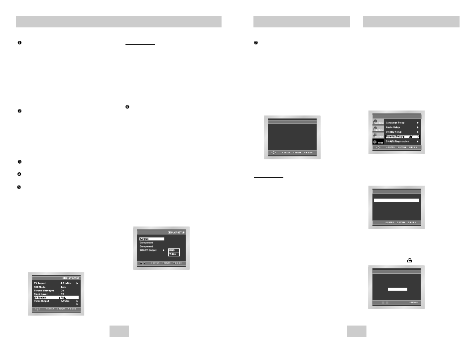 Setting up the parental control, Setting up the display options | Samsung DVD-HD945/ User Manual | Page 19 / 22