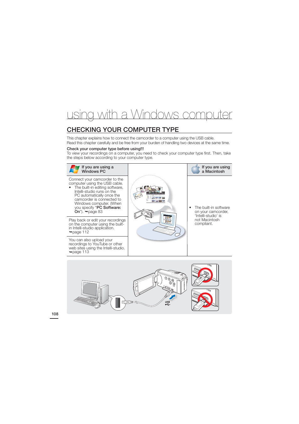Using with a windows computer, Checking your computer type | Samsung HMX-H204LP User Manual | Page 116 / 142
