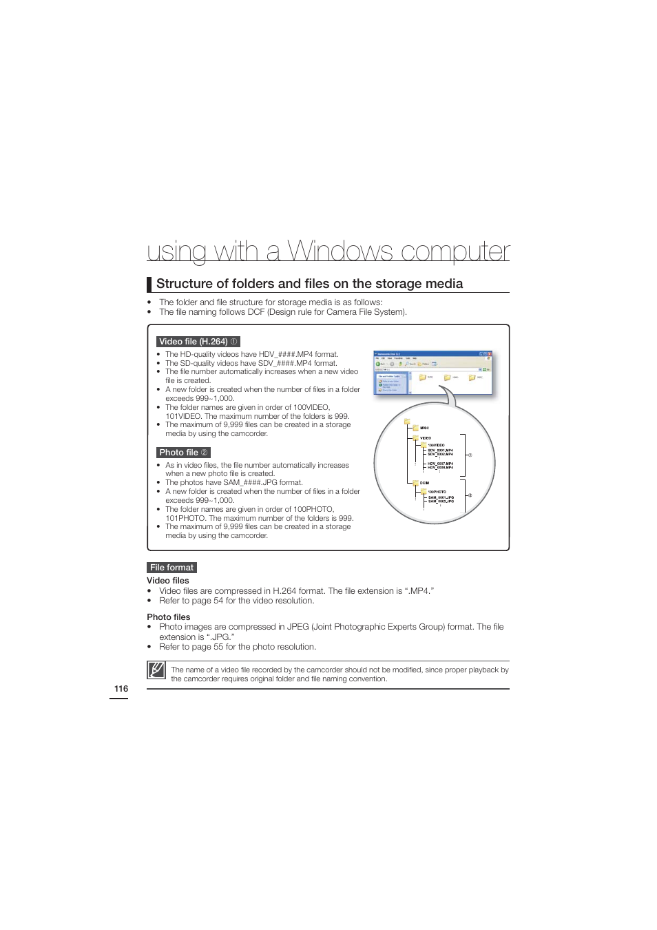 Using with a windows computer | Samsung HMX-H204LP User Manual | Page 124 / 142