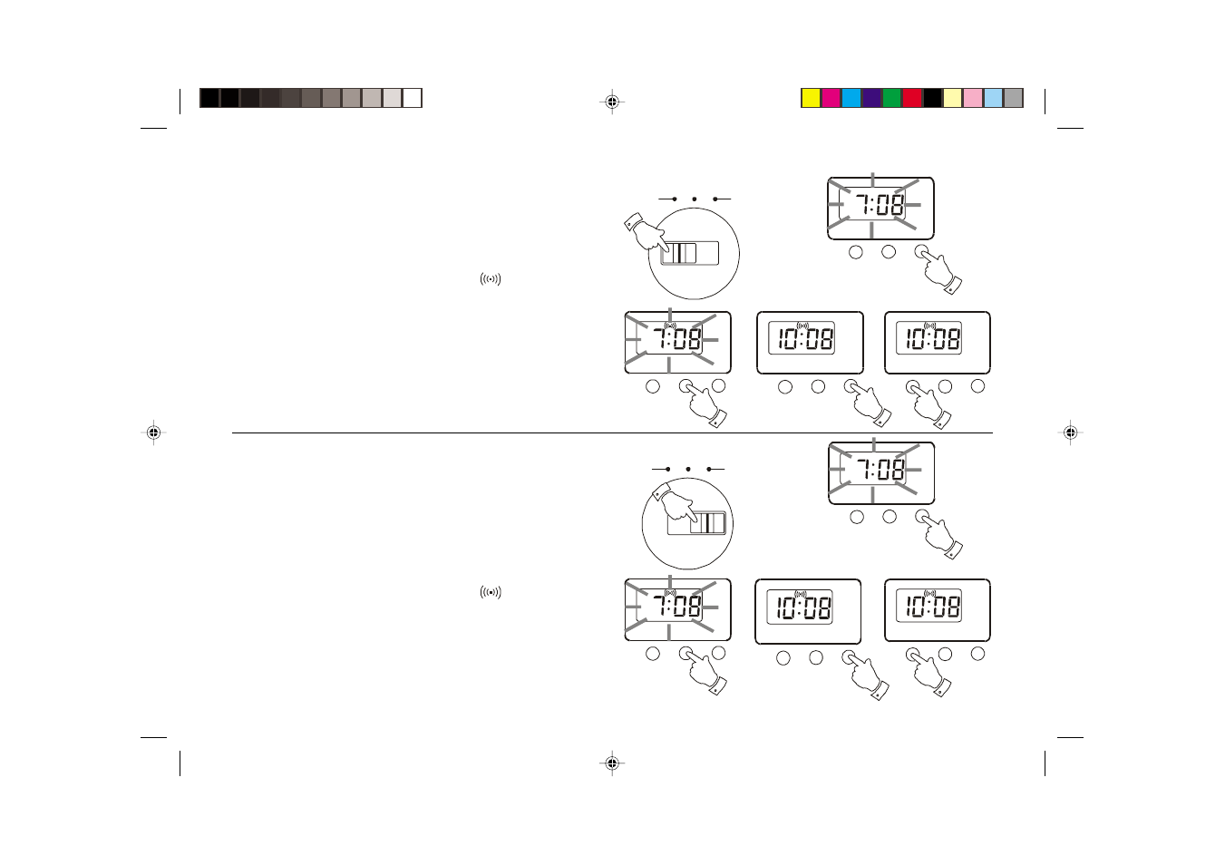 Setting the alarm to wake to radio, Setting the alarm to wake to buzzer | Samsung SC9908 User Manual | Page 12 / 20