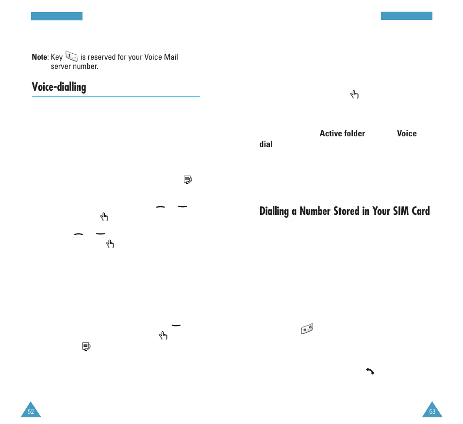 Dialling a number stored in your sim card, Voice-dialling | Samsung GH68-03117A User Manual | Page 27 / 82