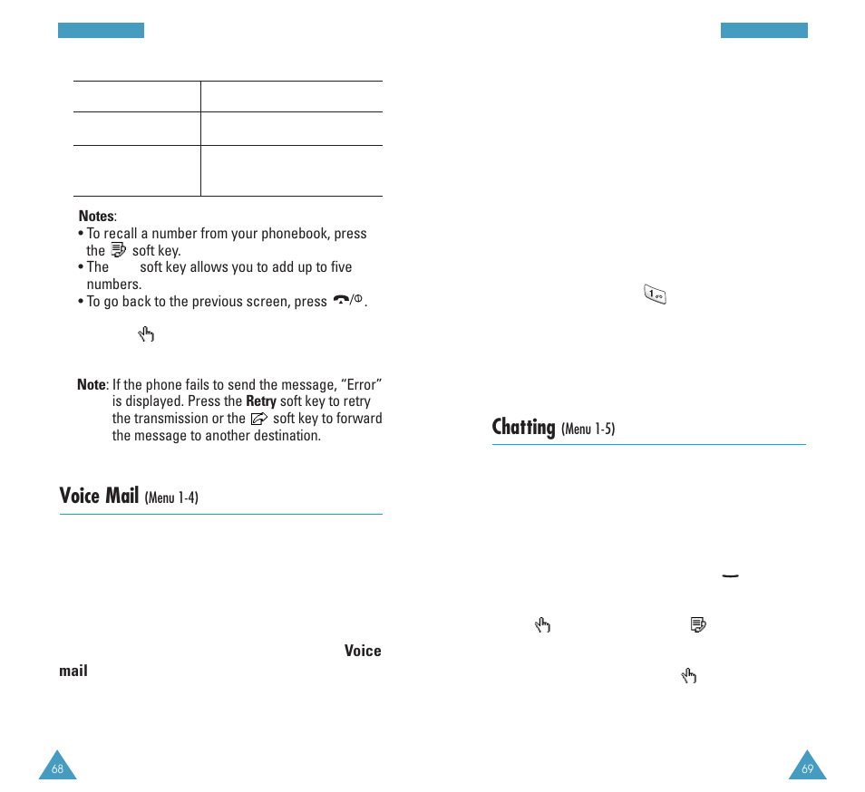 Chatting, Voice mail | Samsung GH68-03117A User Manual | Page 35 / 82