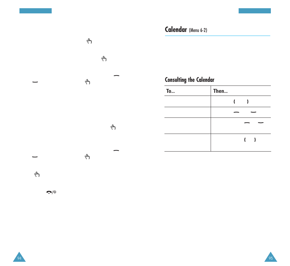 Calendar, Consulting the calendar | Samsung GH68-03117A User Manual | Page 49 / 82