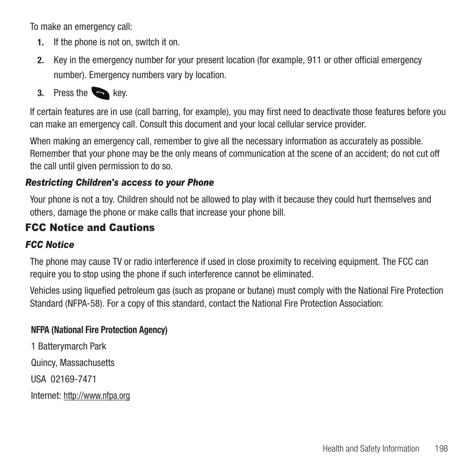 Fcc notice and cautions | Samsung Behold II SGH-t939 User Manual | Page 201 / 216