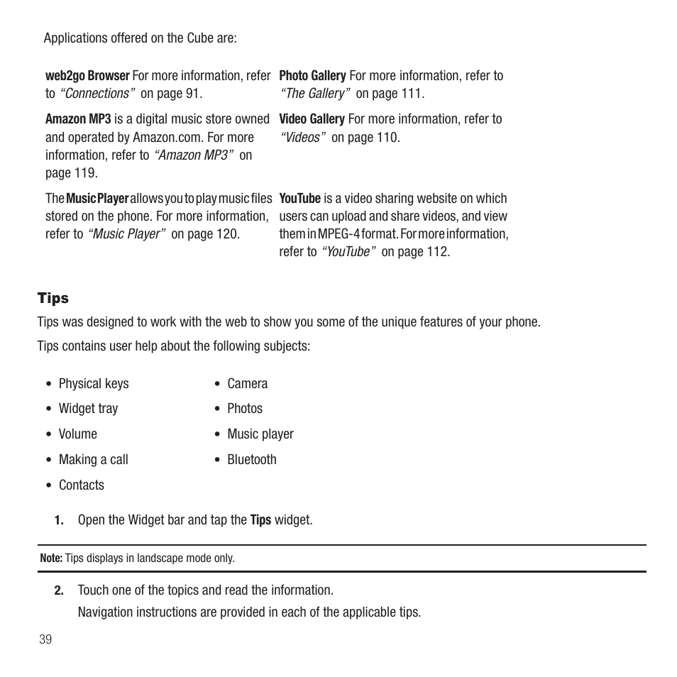 Tips | Samsung Behold II SGH-t939 User Manual | Page 42 / 216