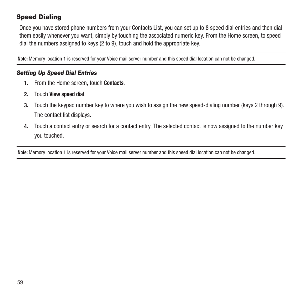 Speed dialing | Samsung Behold II SGH-t939 User Manual | Page 62 / 216