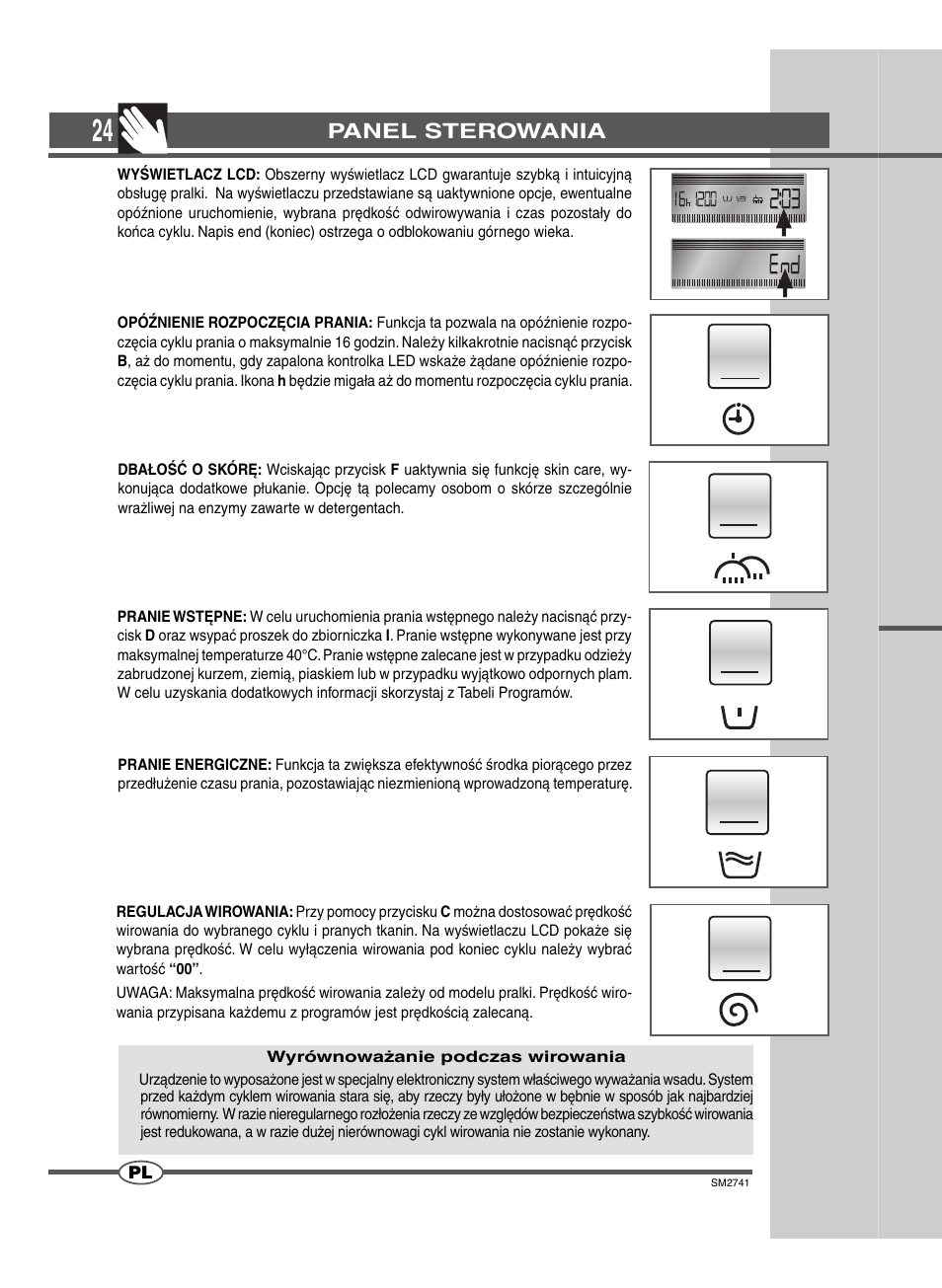 Panel sterowania | Ardo TLN105L User Manual | Page 24 / 44