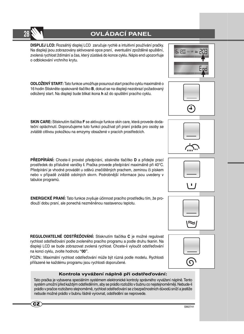 Ovládací panel | Ardo TLN105L User Manual | Page 28 / 44