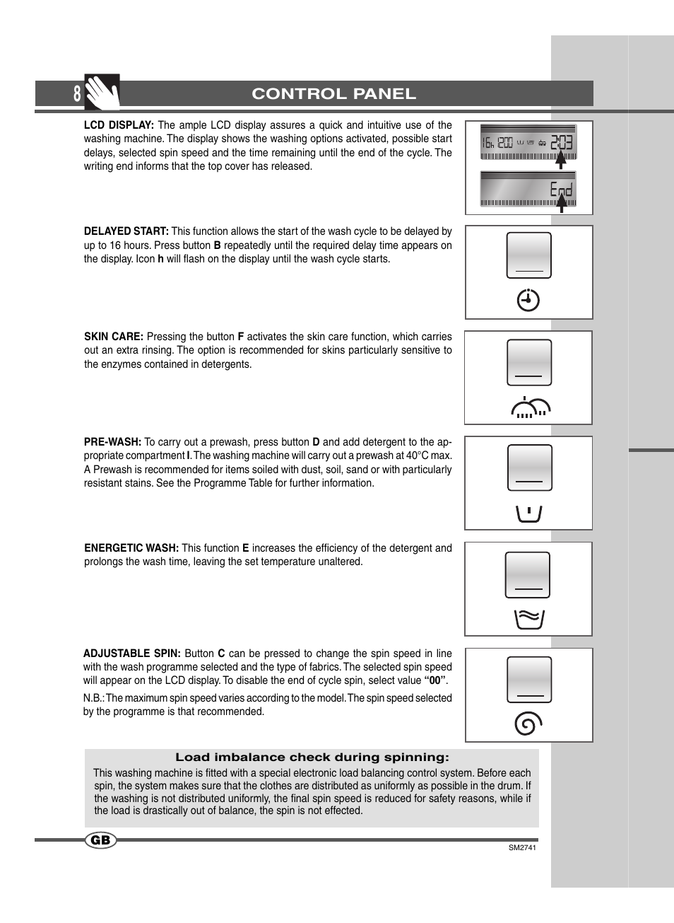 Control panel | Ardo TLN105L User Manual | Page 8 / 44