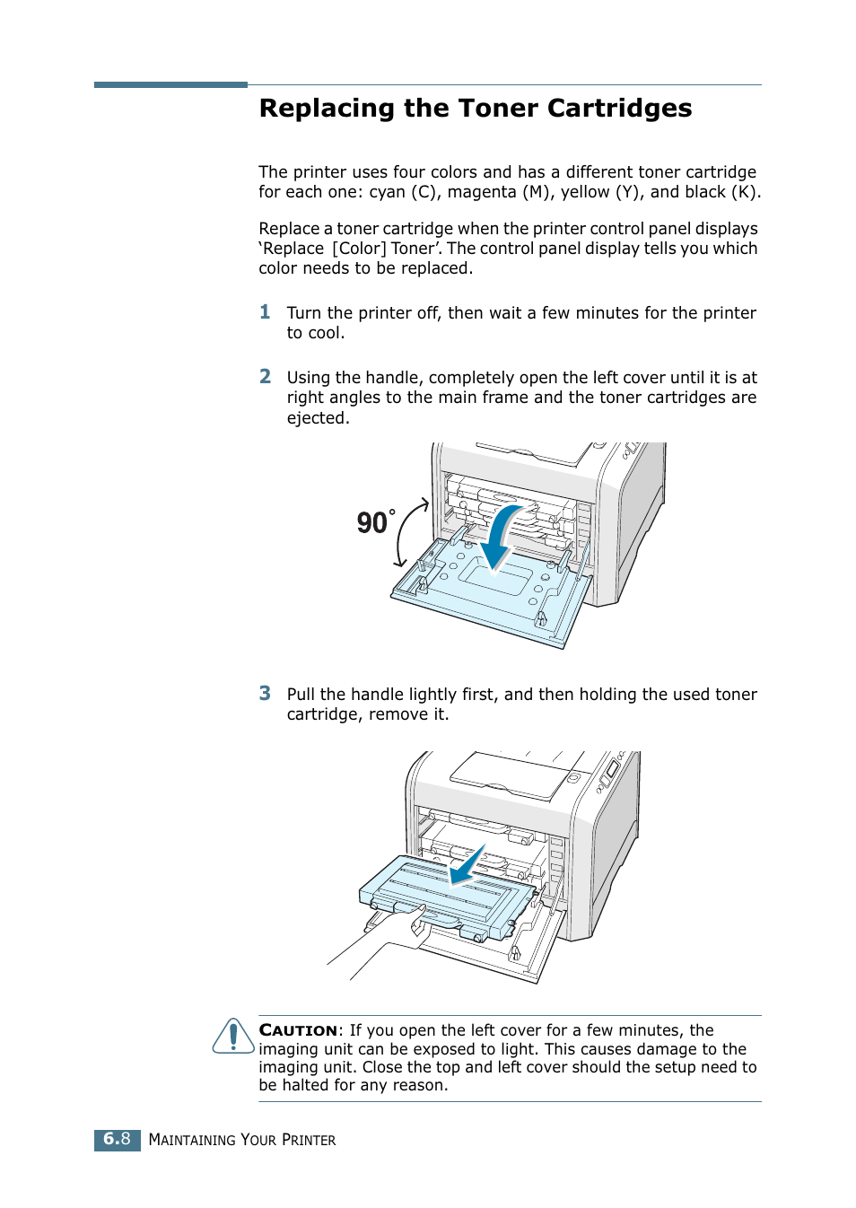 Replacing the toner cartridges | Samsung CLP 500N User Manual | Page 126 / 245