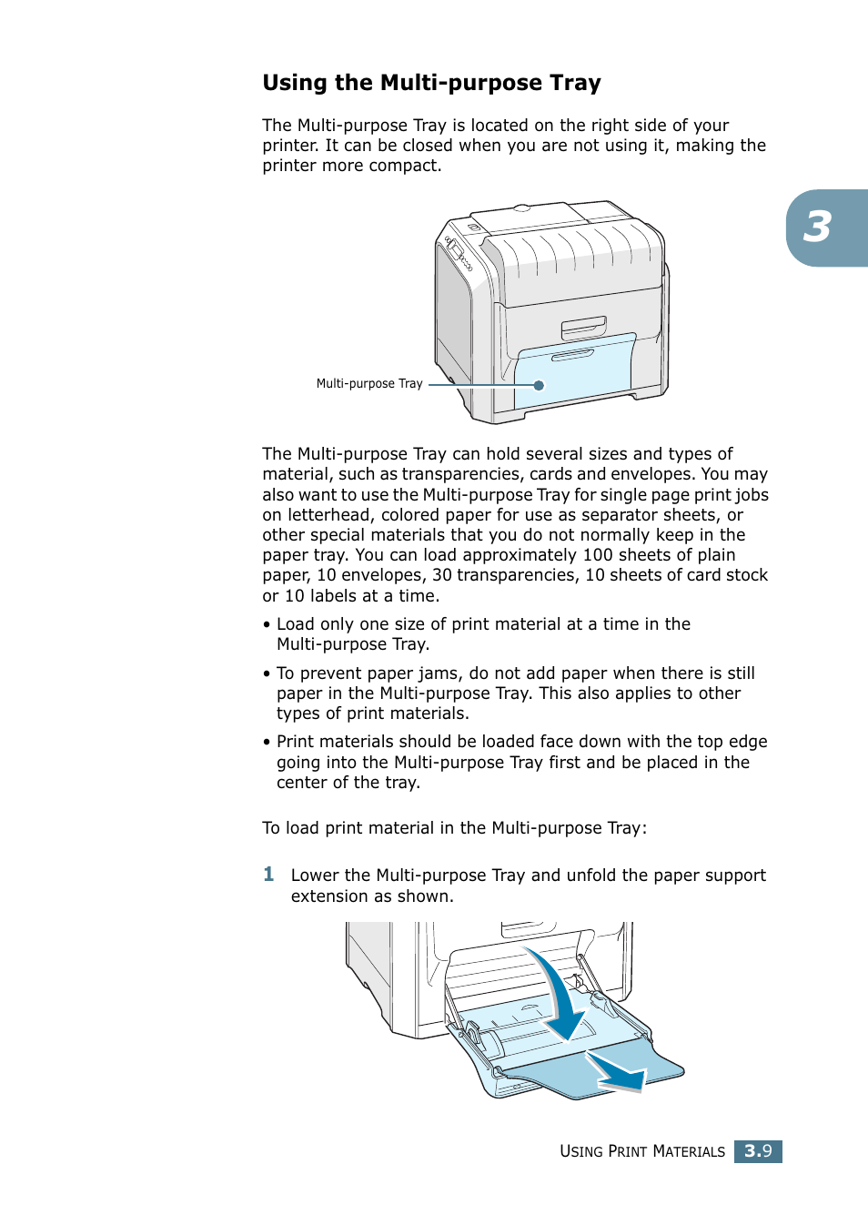 Using the multi-purpose tray | Samsung CLP 500N User Manual | Page 73 / 245