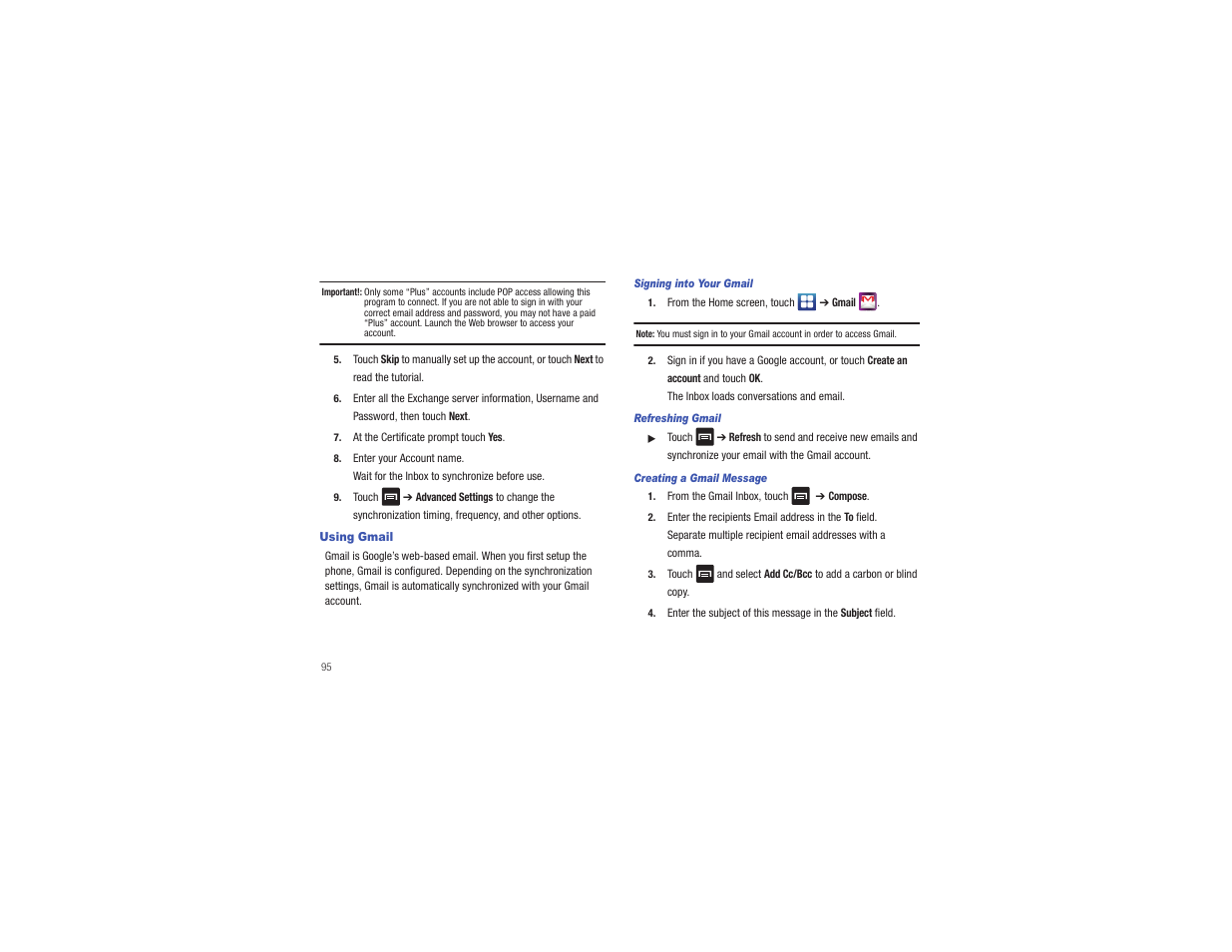 Using gmail | Samsung CAPTIVATE SGH-I897 User Manual | Page 100 / 193