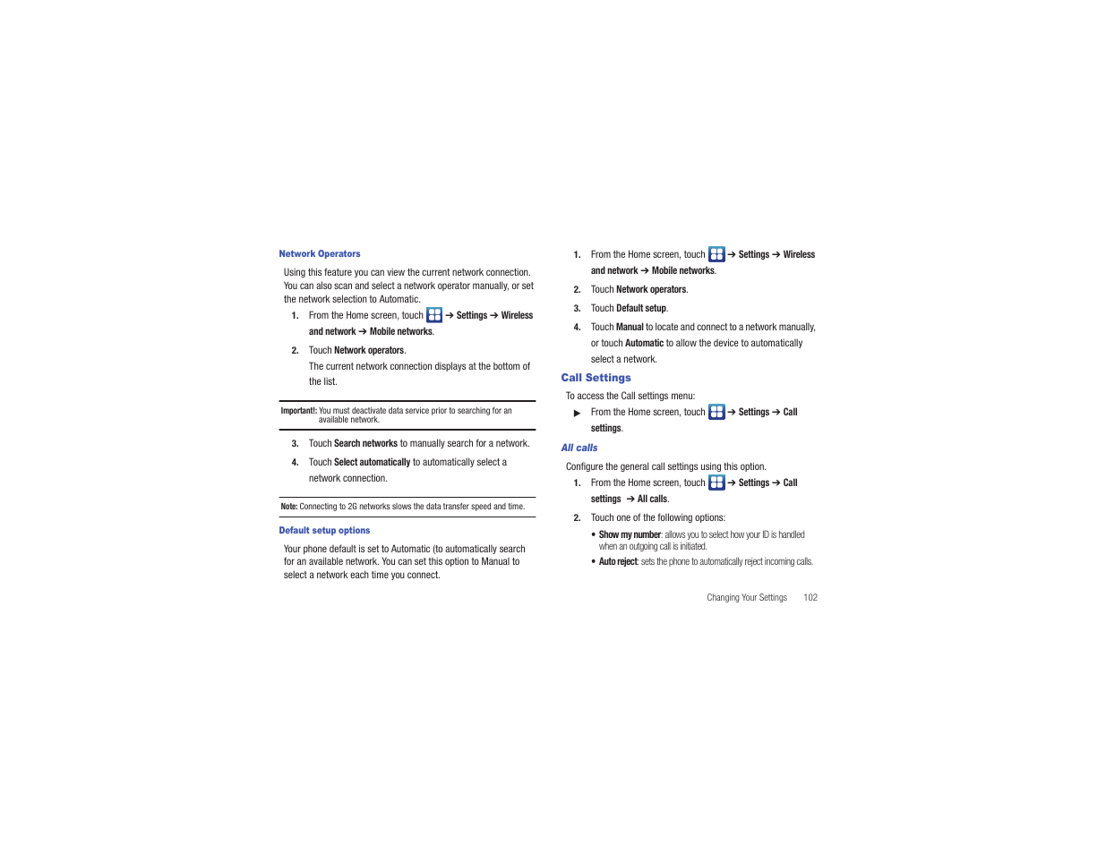 Call settings | Samsung CAPTIVATE SGH-I897 User Manual | Page 107 / 193