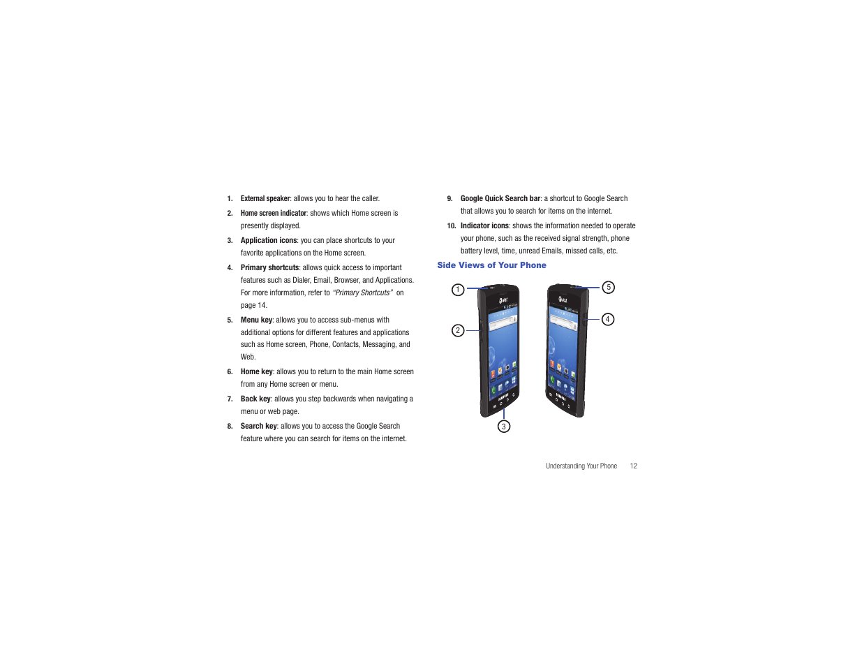 Side views of your phone | Samsung CAPTIVATE SGH-I897 User Manual | Page 17 / 193