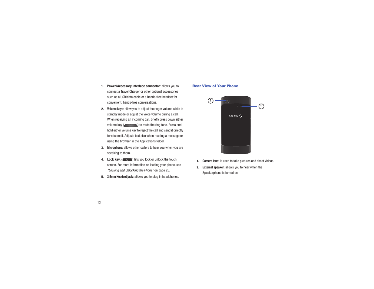 Rear view of your phone | Samsung CAPTIVATE SGH-I897 User Manual | Page 18 / 193