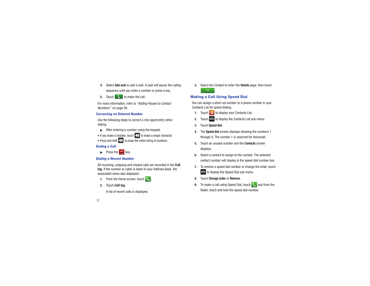 Making a call using speed dial | Samsung CAPTIVATE SGH-I897 User Manual | Page 42 / 193