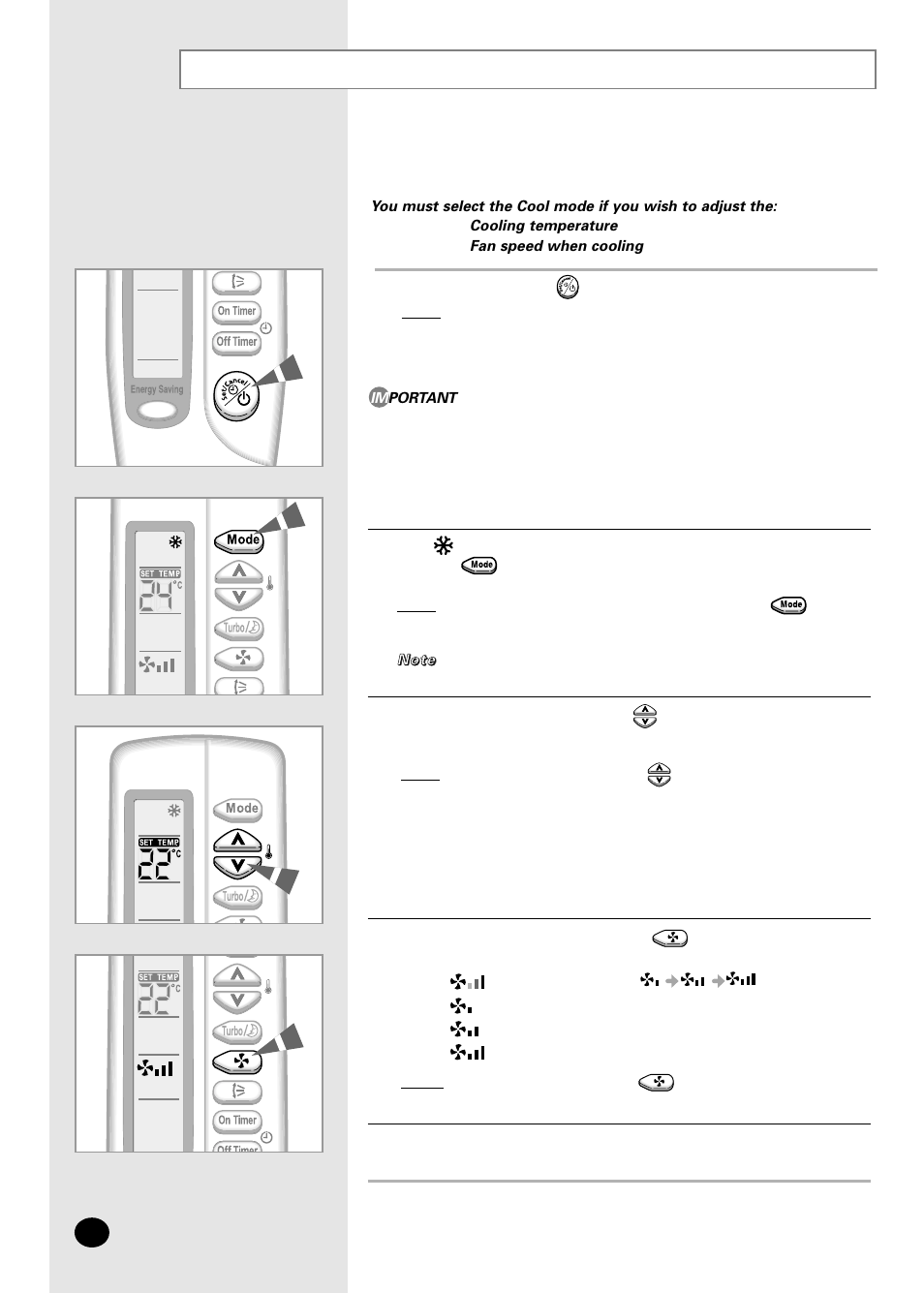 Cooling your room | Samsung AS12SGGE User Manual | Page 10 / 24
