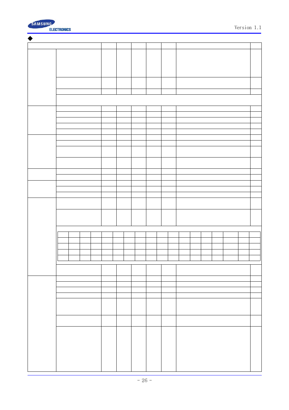 Camera control command, Version 1.1 - 26 | Samsung SCC-ZM395N User Manual | Page 26 / 34