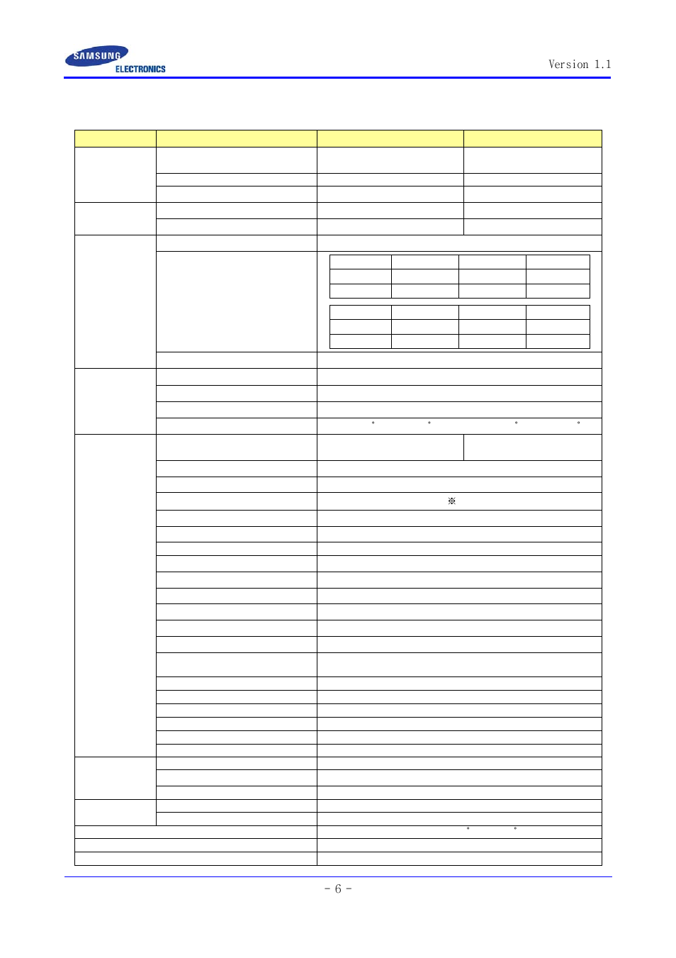 Specifications, 1. camera module spec | Samsung SCC-ZM395N User Manual | Page 6 / 34