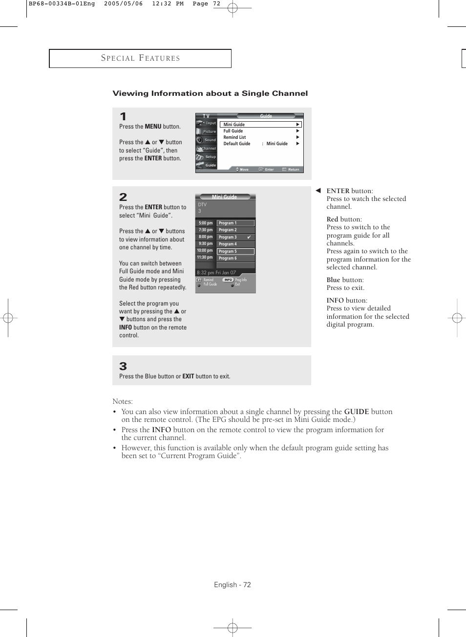 Viewing information about a single channel | Samsung HC-R4245W User Manual | Page 72 / 80